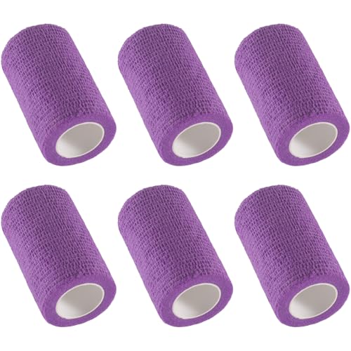 IndigoCase 6 Pack Self Adhesive Bandage Wrap 3 Inch x 5 yd Elastic Tape - color: Purple, size: 3 Inch - 6 Pack