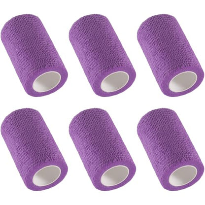 IndigoCase 6 Pack Self Adhesive Bandage Wrap 3 Inch x 5 yd Elastic Tape - color: Purple, size: 3 Inch - 6 Pack