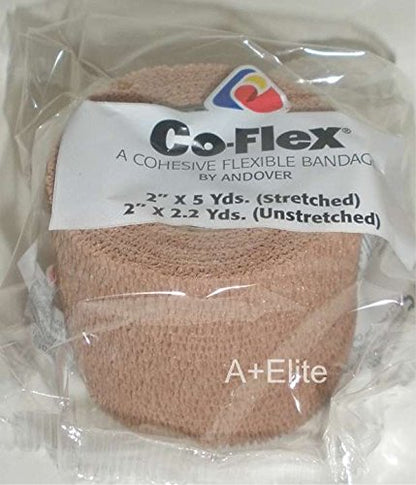 Andover CO-Flex 2"x5Yds Tan Flesh 3-Pack Cohesive Flexible Elastic Latex Bandage Compression Self Adherent Wrap Kids Children Vet Animals Pets Cats Dogs Horses 3200TN