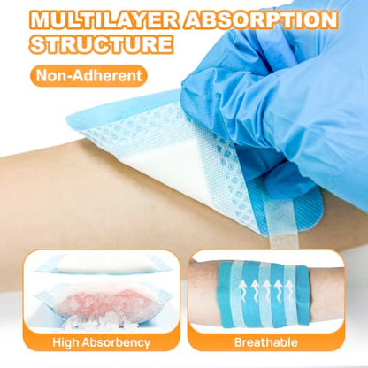 Carbou 4" x 4" Super Absorbent Wound Dressing, 20 Pack, Non-Adhesive Pads - size: 4"x 4"(Pack of 20)