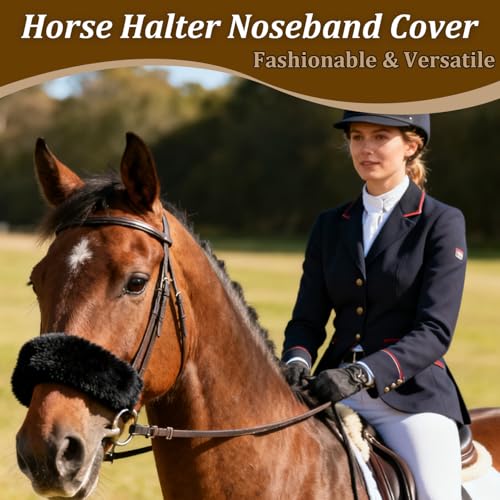 Horse Halter Noseband Cover, Black Noseband Cover for Horse, Bridle Nose Band Padded Replacement Accessories - size: 3 Pcs