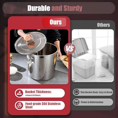 3.17Gal 304 Stainless Steel Airtight Canister,Metal Bucket Large Stainless Steel Canisters - Locking Clamp & Airtight Lids - Dog Food/Bird Seed/Coffee Storage Container - color: 3.17 GAL