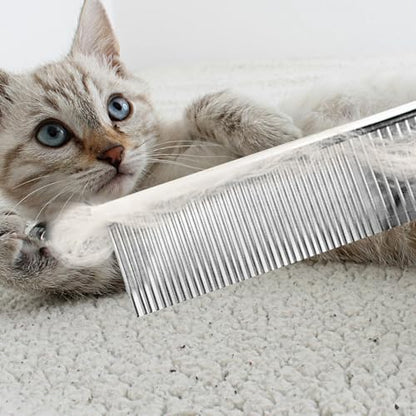Flezoo 2PCS 6.4"&7.5" Stainless Steel Pet Deshedding Brush & Grooming Comb