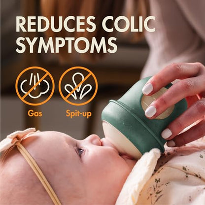 Boon Nursh Silicone Baby Bottles - Green Speckle - 8 Oz - 3 Count | 100% Food-Safe Silicone, Made Without BPA Or PVC, Slow Flow, Air-Free Feeding, Helps Reduce Colic Symptoms, Dishwasher Safe - color: Speckle Green, size: 4 Ounce (3 Count)