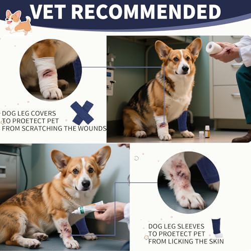 ROZKITCH 4 PCS Cat Leg Sleeve to Help Reducing Licking Scratching Elbow - color: Blue, size: S-Leg Girth: 2.04in