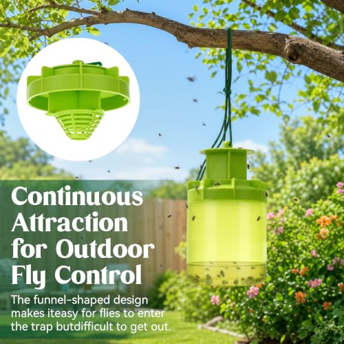 3 Pack Fly Traps with 3 Bait Refills Large Capacity Fly Hunter