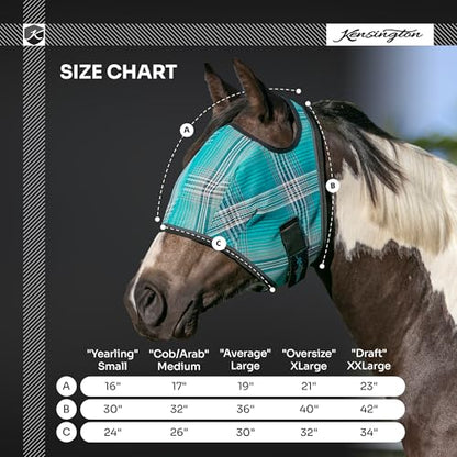 Kensington Fly Mask Web Trim — Protects Horses Face and Eyes From sun While Allowing Full Visibility — Ears and Forelock Able to Come Through the Mask, Medium, Deluxe Black - size: M (Small Horse)