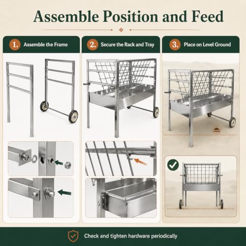 Sheep Feeder, 2 in 1 Livestock Feeder Hay and Grain Feeder for Goats Lambs