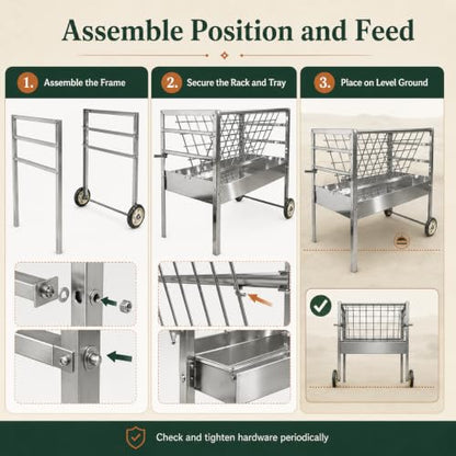 Sheep Feeder, 2 in 1 Livestock Feeder Hay and Grain Feeder for Goats Lambs