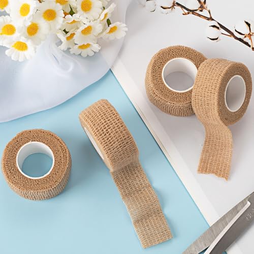 4 Rolls 1 Inch Self Adhesive Bandage Wrap, Beige - color: Beige