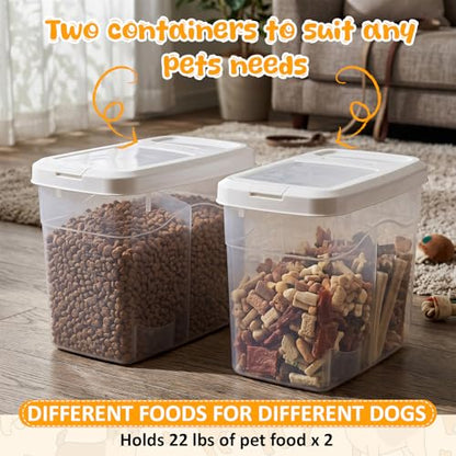 2 Pack 18 Lbs Airtight Dog Food Storage Container with Scoops - size: 18 Lbs