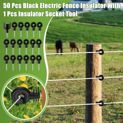 MorningRo Electric Fence Kit, 8 Mile 12kV 2J Electric Fence Charger AC/DC Powered with 50 Insulators, Socket Tool, 250ft Aluminum Wire for Livestock Control(LCD Display Ver.,Blue) - style: LCD Display Ver