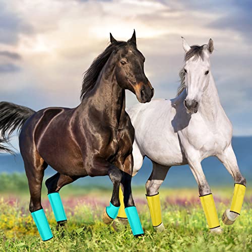 Jexine 8 Pcs Mesh Fly Boots for Horse - color: Green, Yellow