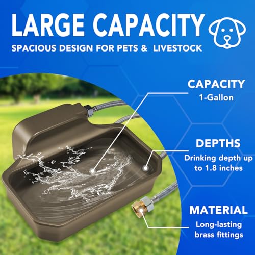 PETTEN Auto Fill Dog Water Bowl, Outdoor 1Gal/3.75L Automatic Dispenser - color: Brown
