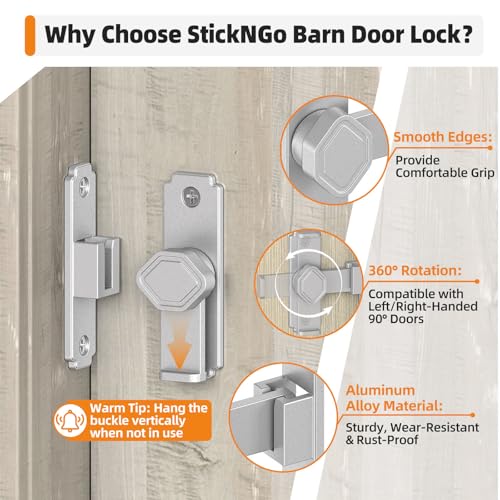 Sliding Barn Door Lock, 90 Degree Flip Security Gate Latch - color: Silver-1 Pc