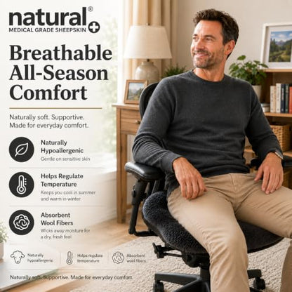 Natural Medical Sheepskin Pad, Non-Slip Back, Charcoal, 17 x 17 in, 2 Pack - color: Charcoal Grey, size: 17x17 Inch (Pack of 2)