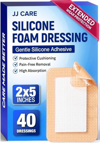 40Pcs Silicone Foam Dressing | 2x5 Bed Sore Bandages | Wound Care FSA&HSA - size: 2x5 40ct