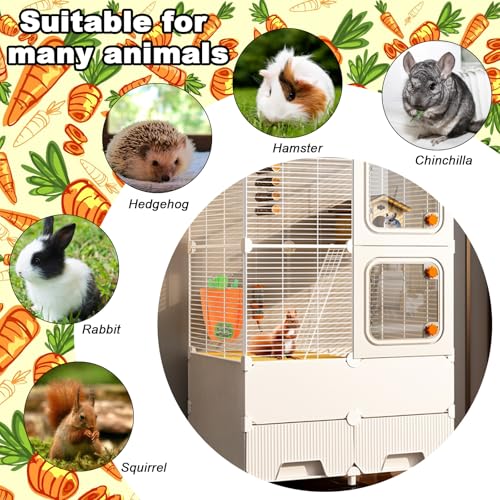 Estivaux Rabbit Hay Feeder Bag Carrots Guinea Pig Hanging Hay Feeding Bag with Hole Pet Storage Dispenser for Chinchilla Hamster Bunny Small Pet Animals - color: Carrots