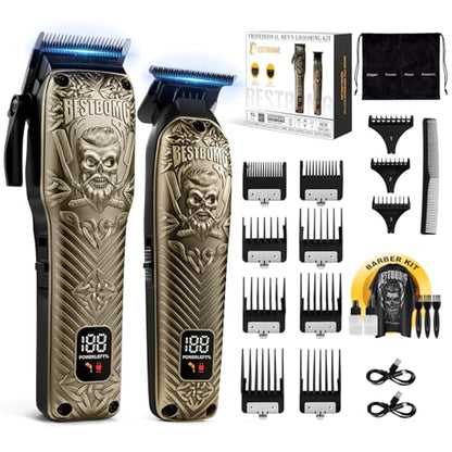 BESTBOMG® Professional Hair Clippers for Men, Clipper & Trimmer Set, Bronze - color: Bronze