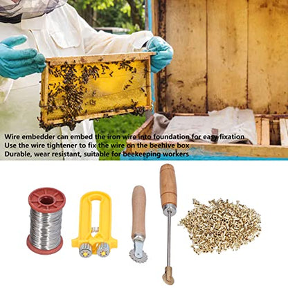 Zerodis Beekeeping Supplies Tools Set, Bee Starter Tools Kit Wire Embedder Beehive, Wire Tensioner with Copper Eyelets Iron Wires