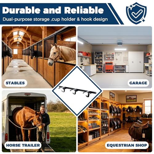 2PCS Horse Tack Bridle Hooks 3 Spot Wall Mounted Bridle Rack with Hook | Metal Horse Bridle Rack Stall Hanger Space-Saving Design Ideal for Hanging Horse Bridles, Halters, Reins