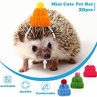 MTLEE 20 Pcs Pet Snake Knitted Hat with Adjustable Elastic Chin Strap