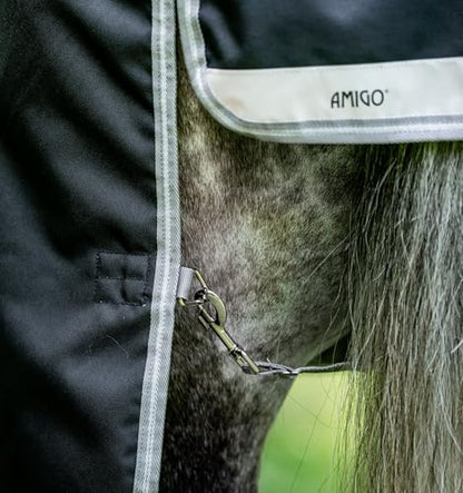 Horseware® Amigo® Bravo 12 Plus Turnout 250g - Black/Titanium Grey & Silver, 69 inches - color: Black/Titanium Grey & Silver, size: 69 inches