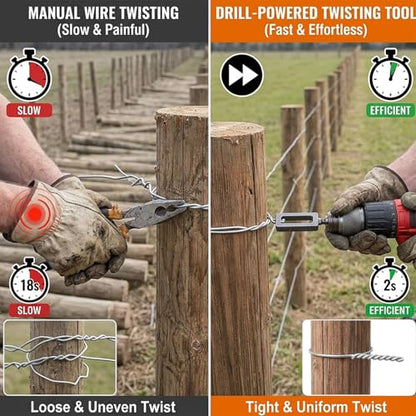 Wire Twister Tool for Drill, Wire Nut Twister Knotter 2pcs Fence Wire Steel Rebar Tying Tool with 6mm Hex Shank, Electric Drill Wire Twister for Fencing Rebar Tying Garage Door Spring Winding (#9+#11)