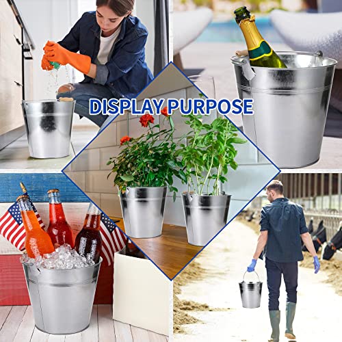 Didaey 24 Pcs Galvanized Metal Beer Buckets, Handle,Silver - color: Silver