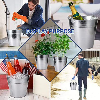 Didaey 24 Pcs Galvanized Metal Beer Buckets, Handle,Silver - color: Silver