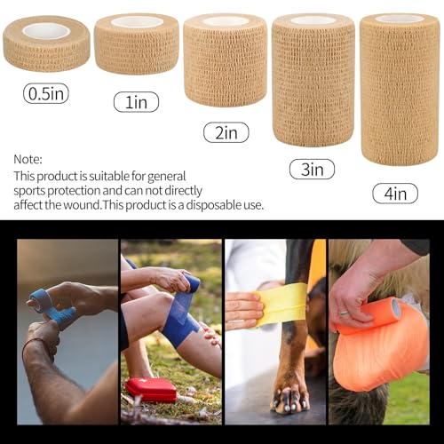 6pcs 1/2in Self Adhesive Bandage Wraps, 5 Yards Black - color: Black, size: 1/2in