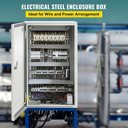 VEVOR NEMA Steel Enclosure, 20 x 12 x 10'' NEMA 4X Steel Electrical Box, IP66 Waterproof & Dustproof, Outdoor/Indoor Electrical Junction Box, with Mounting Plate - size: 20 x 12 x 10