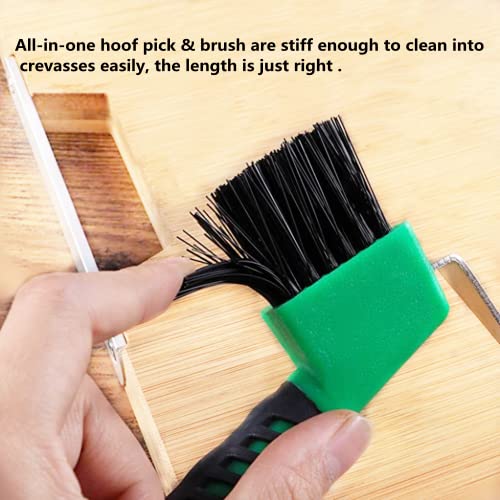 4Pcs Horse Hoof Pick Brushes,Horse Hoof Pick Brush with Soft Touch Rubber Handle