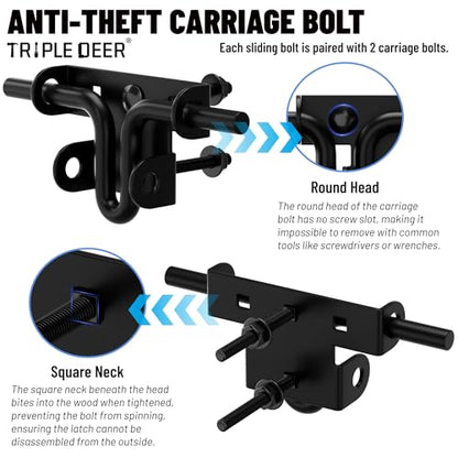 Heavy Duty Slide Bolt Gate Latch, Slide Latches with Padlock Hole, 1 Pack