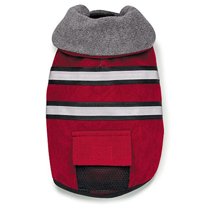 Casual Canine Fleece-Lined Reflective Dog Jacket for Safety, Red, Small - color: Red, size: Small