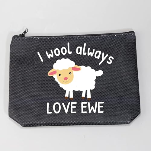 LEVLO Funny Lambs Farm Animals Lovers Gifts I Wool Always Love Ewe Makeup Bags Lamb Sheep Pun Xmas Valentine Travel Case (always love ewe-black) - color: always love ewe-black