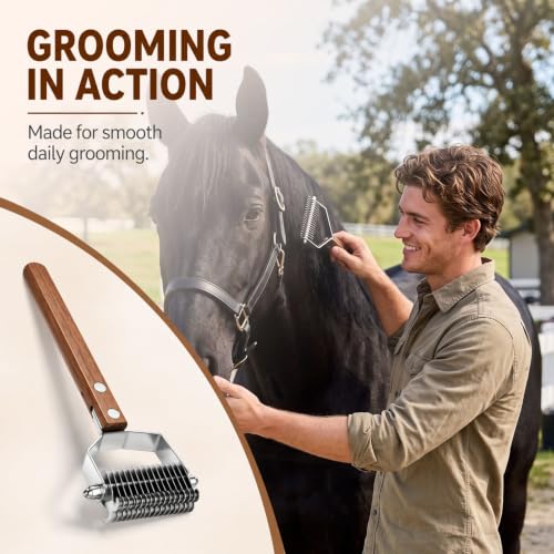 Abbylike 2-sided Livestock Shedding Comb, Grooming Dematting Brush - style: 2-sided