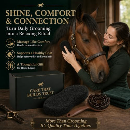 Horse Grooming Kit with Scrubber Sponge & Mane and Tail Brush