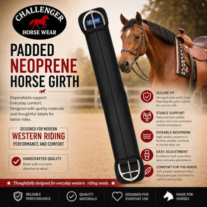 Western Neoprene Comfort Anti-Slip Saddle Straight Cinch Girth Black 97107 - size: 32"