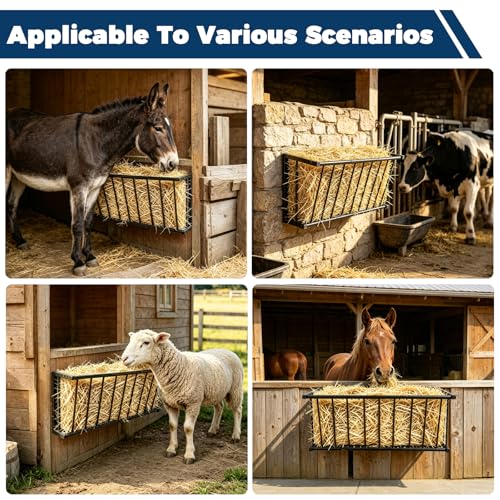 Hay Rack,37.6'' Long Wall Mounted Hay Feeder with 25 Gallon Large Capacity,Detachable Hay Holder for Horse Goats Sheep and Livestock - size: 25 Gallon