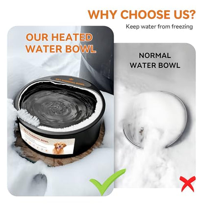 2.2L Heated Dog Bowl, Provides No Freeze Water, Pet Water Heater for Dogs/Cats/Chickens/Birds/Livestock, Black - color: Black