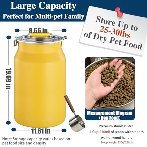 25 Lbs Stainless Steel Dog Food Storage Container with Scoop, 11.81“x19.69”