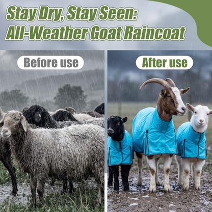 Goat Sheep Blanket -Summer Sun Protection Rain Coat for Show Goats Sheep Lambs Livestock Lightweight Waterproof Fly Sheet with Adjustable Belly Straps(S) - size: S