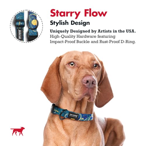Tuff Pupper Premium Adjustable Dog Collar, Stylish Pattern Collars Designed in USA, Quick Release Buckle, Starry Flow Small (0.7 Inch Wide x 8-12 Inch Neck) - color: Starry Flow, size: Small