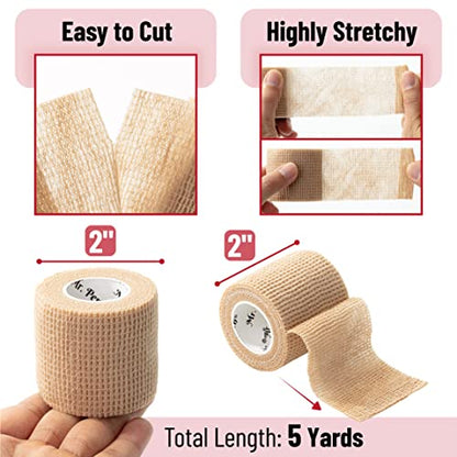 Mr. Pen- Self Adhesive Bandage Wrap, 2" x 5 Yards, 6 Pack - color: Skin Color, size: 2" x 5 Yards, 6 Pack