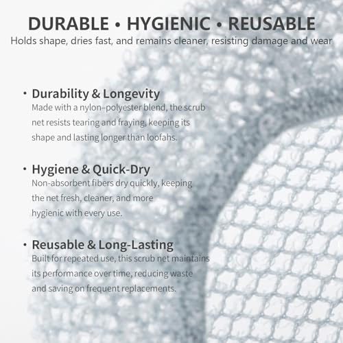 Silicone Body Scrubber and Scrub Net Set, BEAUTAIL 2 Pack for Rich Lather | Gentle Silicone Shower Scrubber or Firmer Exfoliating Bath Net, Deep Cleansing & Exfoliation, 1 Brush + 1 Net for Men & Women - color: Blue+scrubnet 1pcs