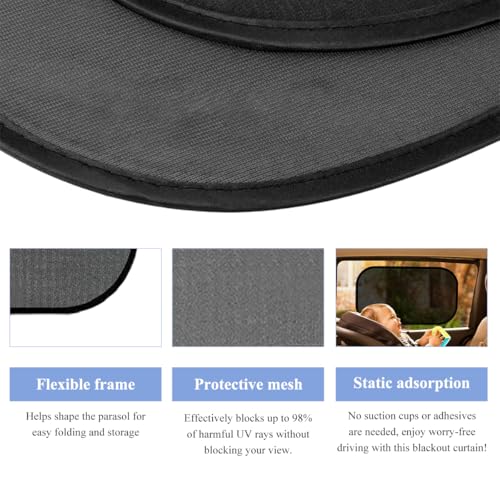 2PCS Car Window Shades for Baby, 21"x14" Cling Car Shades Provide Glare and UV Rays Protection for Your Child, Mesh Sun Shade Blocker Window Screens for Side Windows (Transparent) - color: Transparent