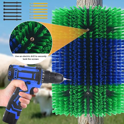 GAOMON Livestock Grooming & Itch Relief Brushes Kit – Durable Handheld Scratching for Horses, Cattle, Goats, Pigs – Stable Cleaning, Back Massage – Blue and Yellow (2 Pieces)