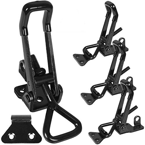 4PCS Toggle Latch Clamp 660 lbs Adjustable Toggle Latch Black Toggle Clamp GH-4003 Lockable Quick Release Pull Latch Hasp Metal Draw Latch for Door, Box Case Trunk, Smoker Door, Jig - color: Black-4pcs-660lbs