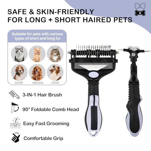 3-IN-1 Pet Deshedding and Grooming Brush Tool